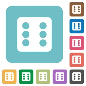 Dice six rounded square flat icons Illustrazione stock