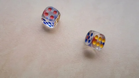 Dice spin on the floor. (slow motion footage 960fps) Stock Footage 111631294
