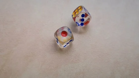 Dice spin on the floor. (slow motion footage 960fps) Stock Footage 111631392