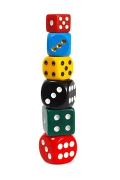 Dice stack on white background Stock Photos