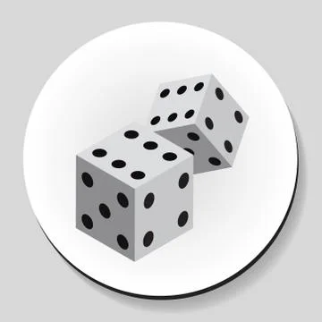 Dice sticker icon flat style. Vector illustration. Illustrazione stock