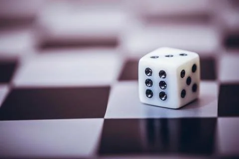 Dice on table, vintage effect. Background for casino games, gambling, luck or Foto stock