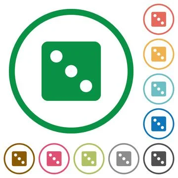 Dice three flat icons with outlines Stock Illustration