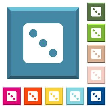 Dice three white icons on edged square buttons 스톡 일러스트