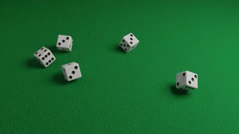 Dice thrown on a green cloth. Random concept. Stockbeeldmateriaal 132644262