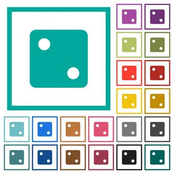 Dice two flat color icons with quadrant frames 스톡 일러스트