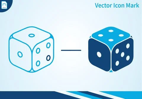 Dice vector icon mark set, outline and filled styles concept. Stock-Illustration