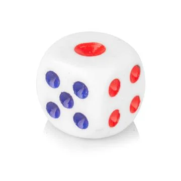 Dice white single isolated on white background Stock Photos