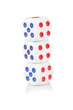 Dice white single isolated on white background Foto stock