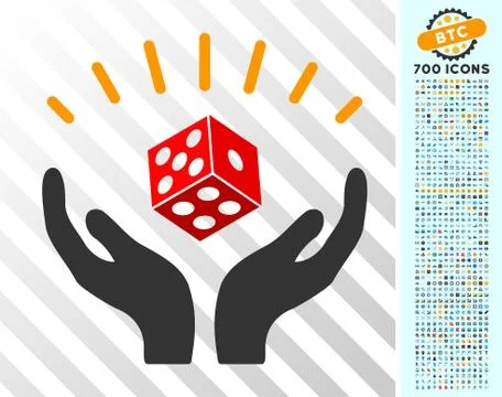 Dice Win Hands Flat Icon with Bonus Stock Illustration