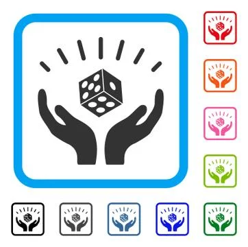 Dice Win Hands Framed Icon 스톡 일러스트