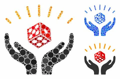 Dice win hands Mosaic Icon of Spheric Items Illustrazione stock