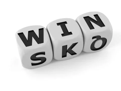 Dice with win text Stock Illustration