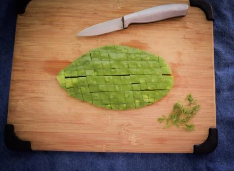 Diced cactus ready to be cooked 스톡 사진
