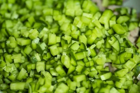 Diced Fresh Cucumbers Close Up Stock Photos