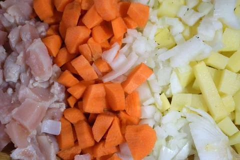 Diced Ingredients for Cooking Stock Photos