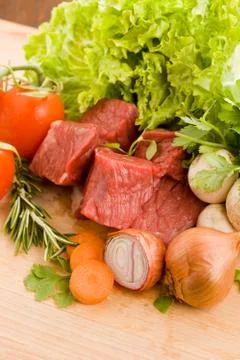 Diced meat with vegetables 스톡 사진