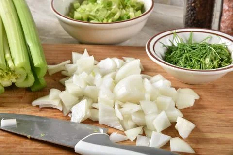 Diced onions Stock Photos