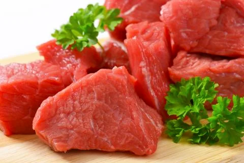 Diced raw beef Foto stock