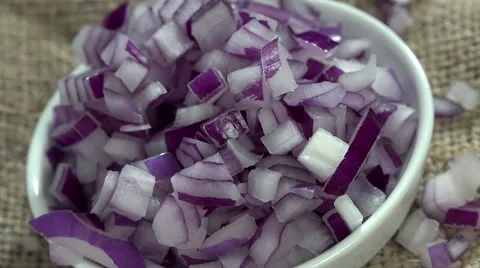 Diced Red Onions (seamless loopable, 4K) Stock Footage 58840551
