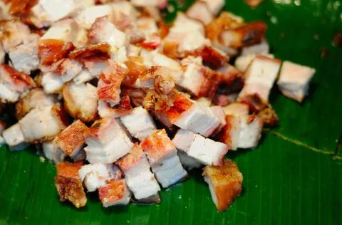 Diced Roasted Pork Foto stock