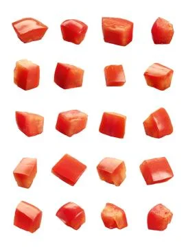 Diced tomatoes isolated Stock Photos