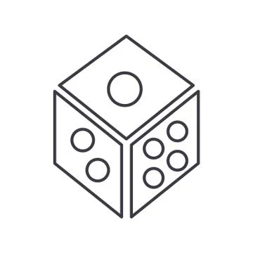 Dice,game cube vector line icon, sign, illustration on white background, edit Stock Illustration