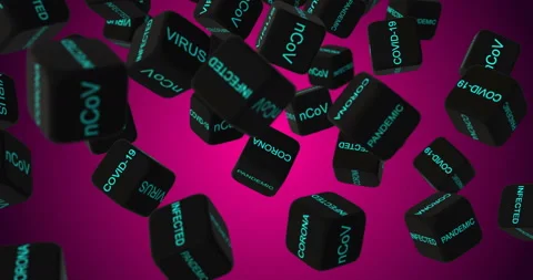 Dices animation, falling slow motion, Virus Covid Risk Stock Footage 152387491