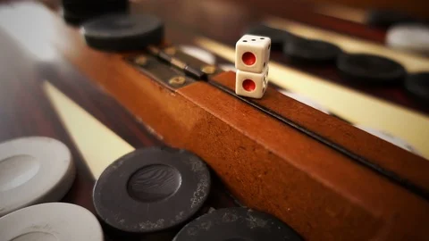 Dices on Backgammon Board Game Stock Footage 104877873