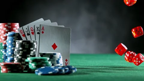 Dices falling on casino table, slow motion. Stock Footage 130534614