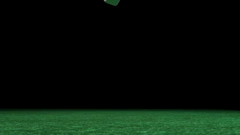 Dices falling on green felt, Slow Motion with Timefreeze Effect, 3d rendering Stock Footage 74353280
