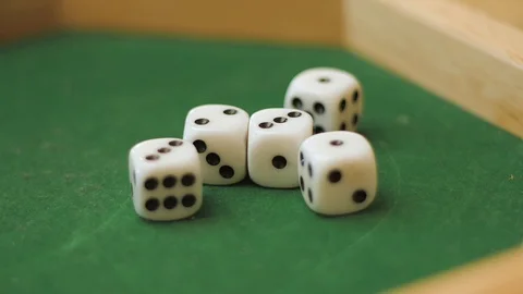 Dices game slow motion indoor Stock Footage 119647459