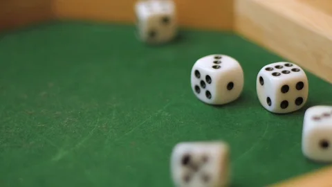 Dices game slow motion indoor Stock Footage 119647943