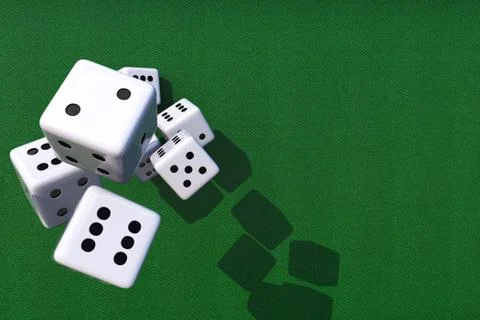 Dices Games Background 3D Illustration Concept with Copy Space. Classic White Stock Illustration