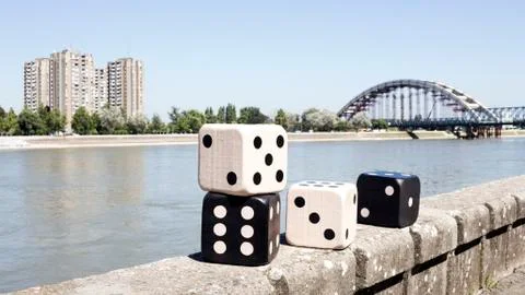 Dices Resting On The Wall Stock Photos