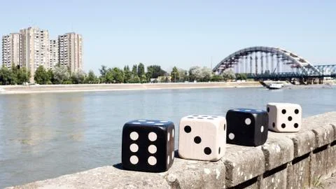 Dices Resting On The Wall Foto stock
