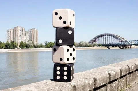 Dices Resting On The Wall Stock Photos