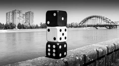 Dices Resting On The Wall Stock Photos