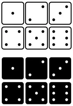 Dices set. black and white contour. Stock Illustration