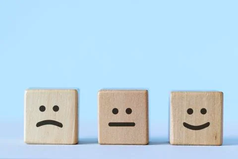 Dices with set of emotions Stock Photos