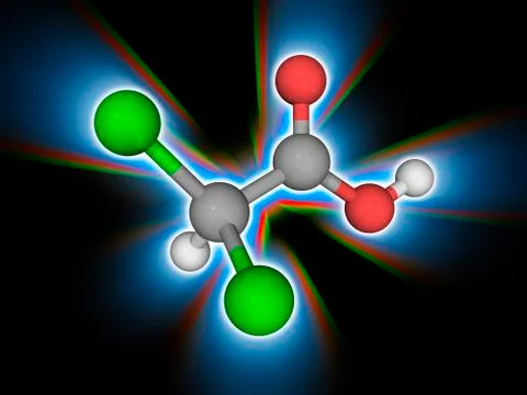Dichloroacetic acid (DCA) molecule Stock Illustration
