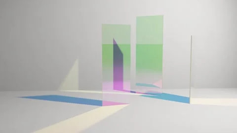 Dichroic Glass Panes Casting Rotating Coloured Shadows Seamless Loop Stock-Footage 347011101