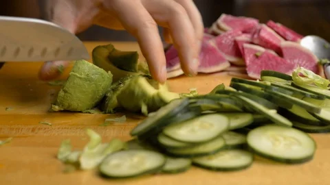 Dicing Avocado For Cobb Salad Stock Footage 116787328