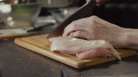 Dicing chicken meat Video stock 126470826