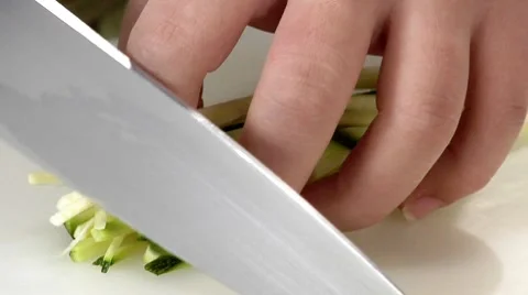 Dicing courgette sticks Stock-Footage 8573687