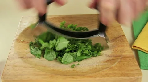 Dicing Herbs Stock Footage 1069161