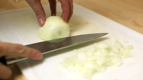 Dicing Onion Stock Footage 8825356