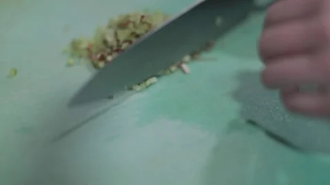 Dicing Rhubarb Stock Footage 77034063