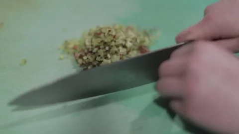Dicing Rhubarb Stock Footage 77034417