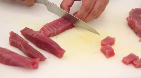 Dicing salmon Stock Footage 46531682